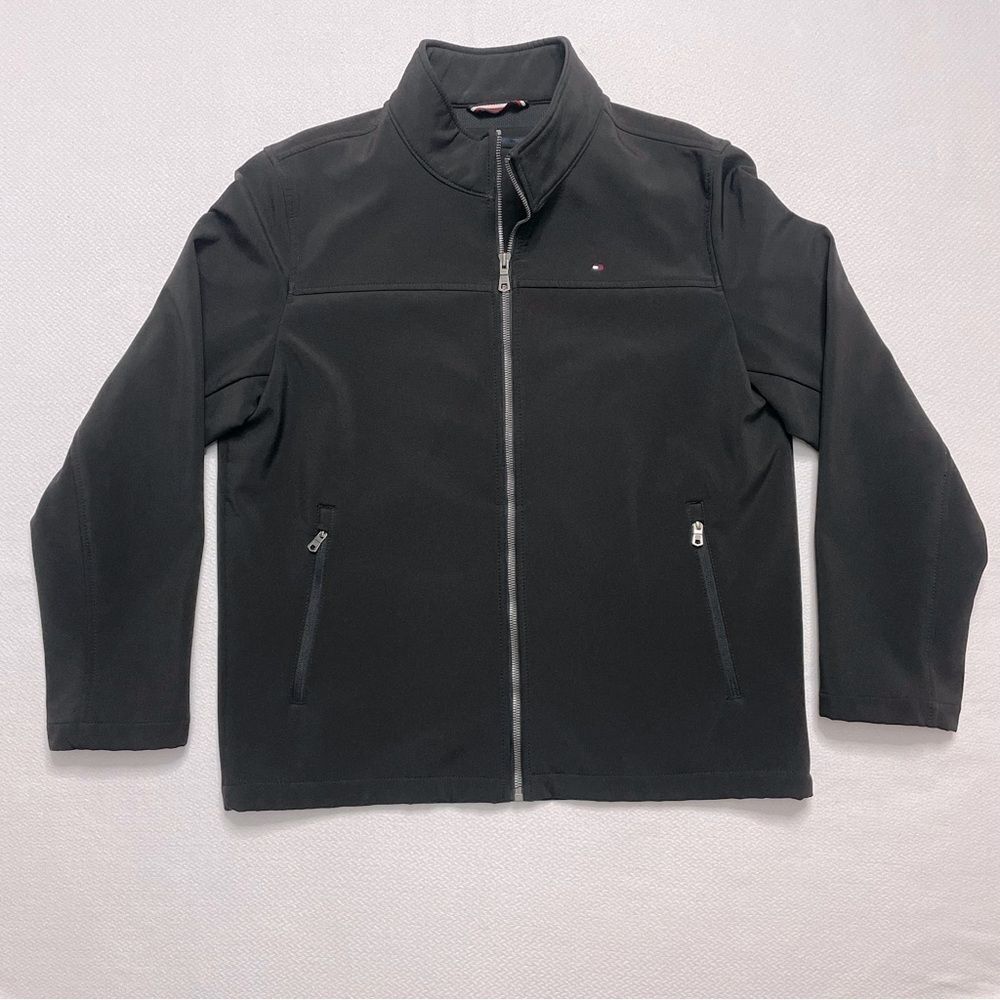 Tommy Hilfiger Men's Black Jacket Full Zip Active Soft-Shell Size Large
